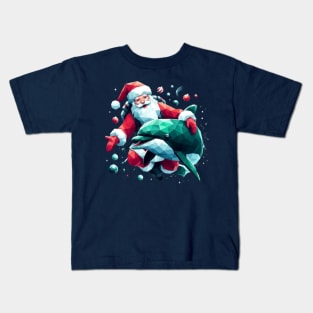 Santa with Dolphin i Kids T-Shirt